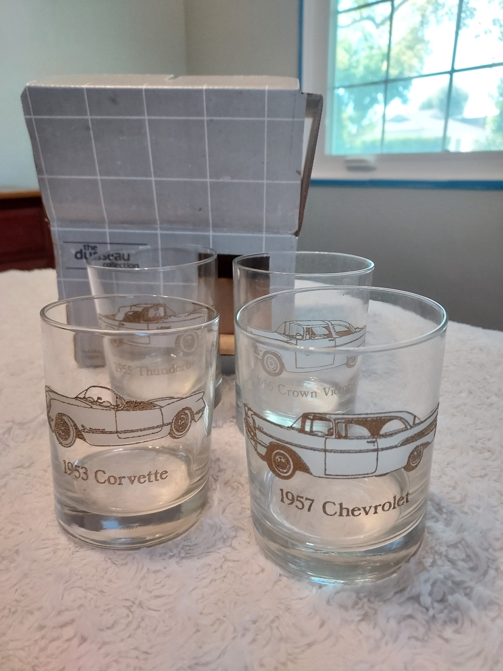 Vintage Dusseau Collection Classic Car 14oz Double Old Fashioned Glass Set of 4